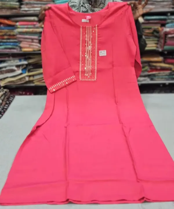 Premium Dual Tone Cotton Zari Embroidery Straight Kurti with Side Cut | SD50